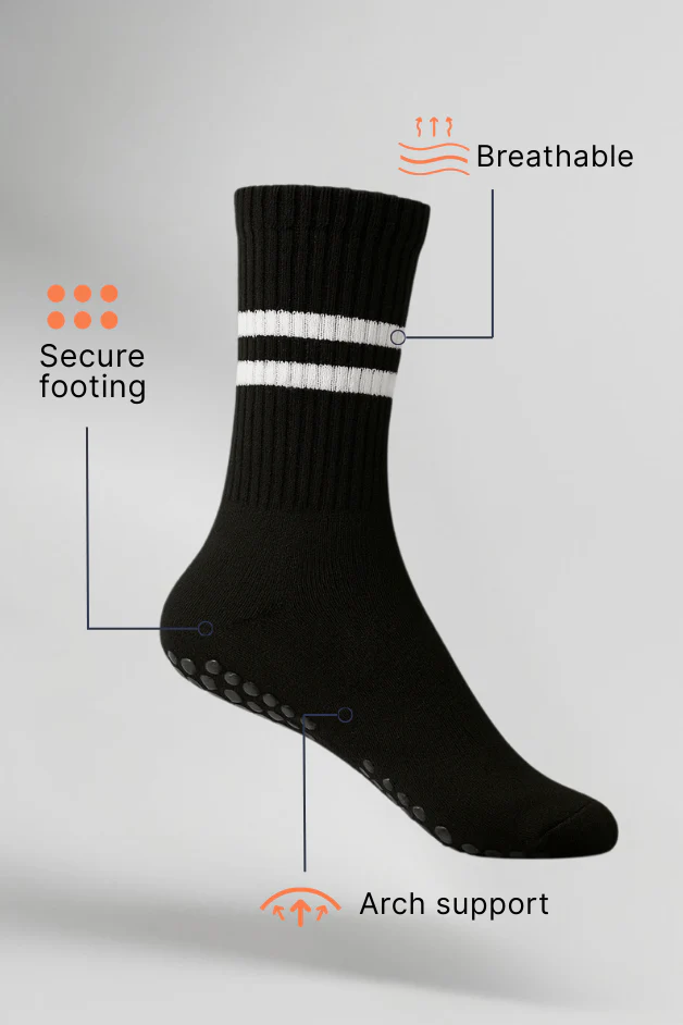 Black Balance Grip Crew Socks - Image 4