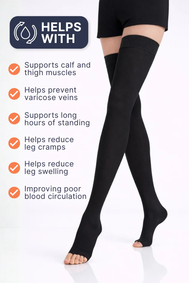 Black Thigh-High Compression Stockings - Image 4