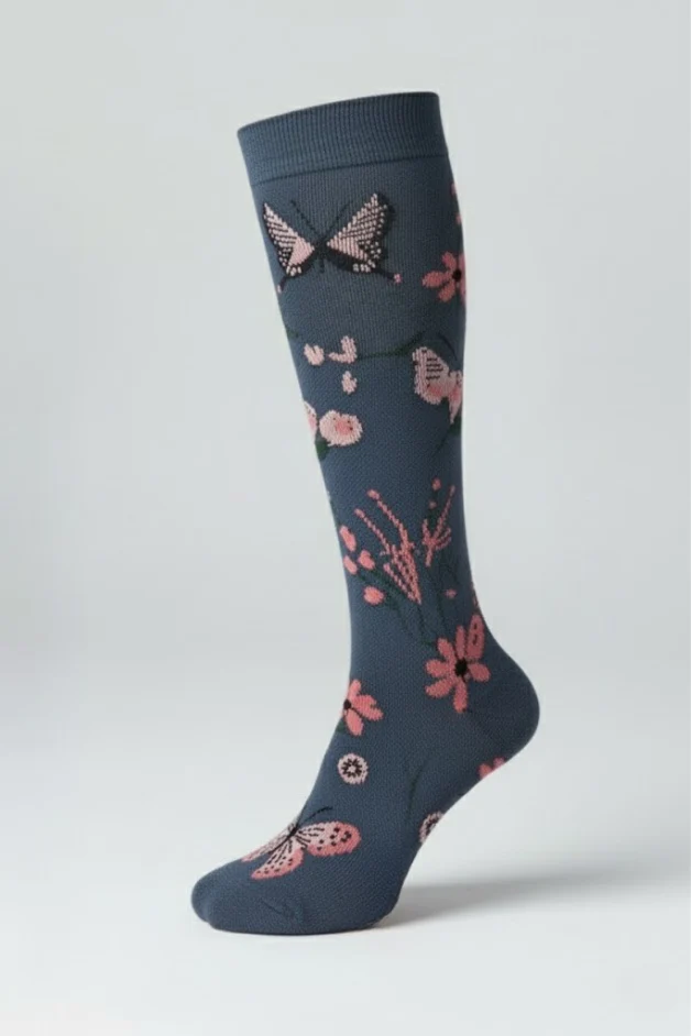 Flowers Navy Blue Compression Socks - Image 2