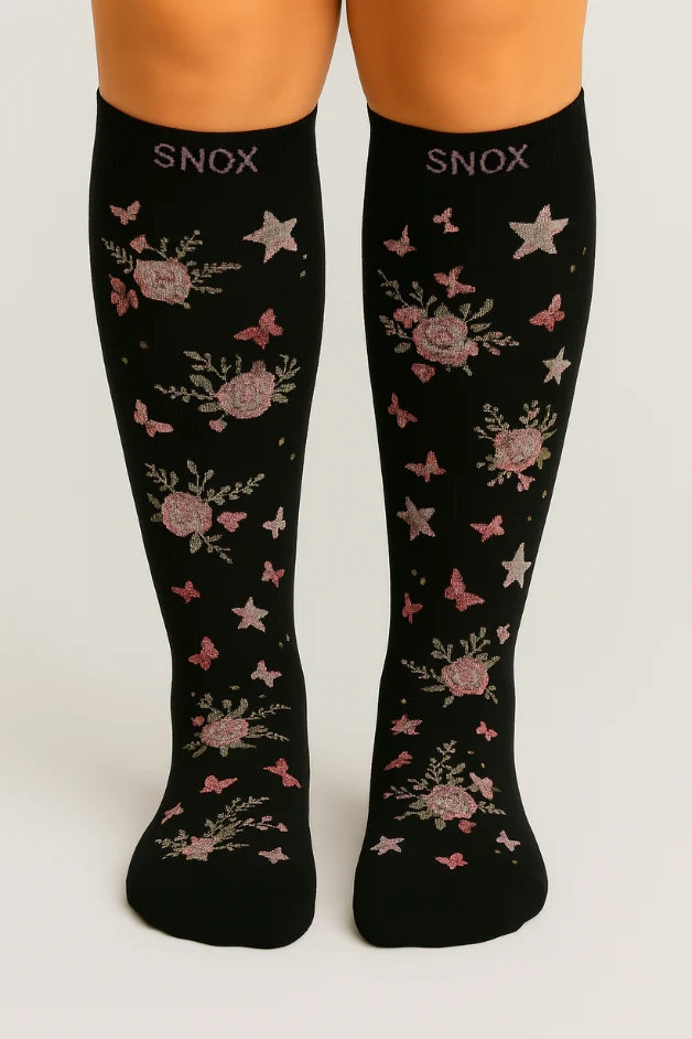 Flowers Black Compression Socks - Image 5