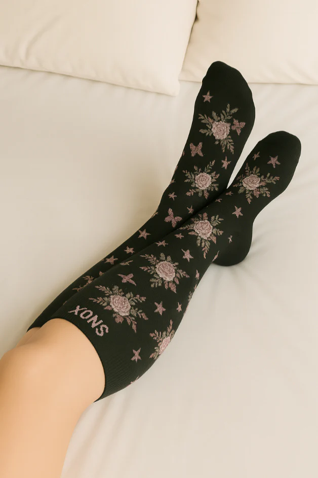 Flowers Black Compression Socks - Image 6