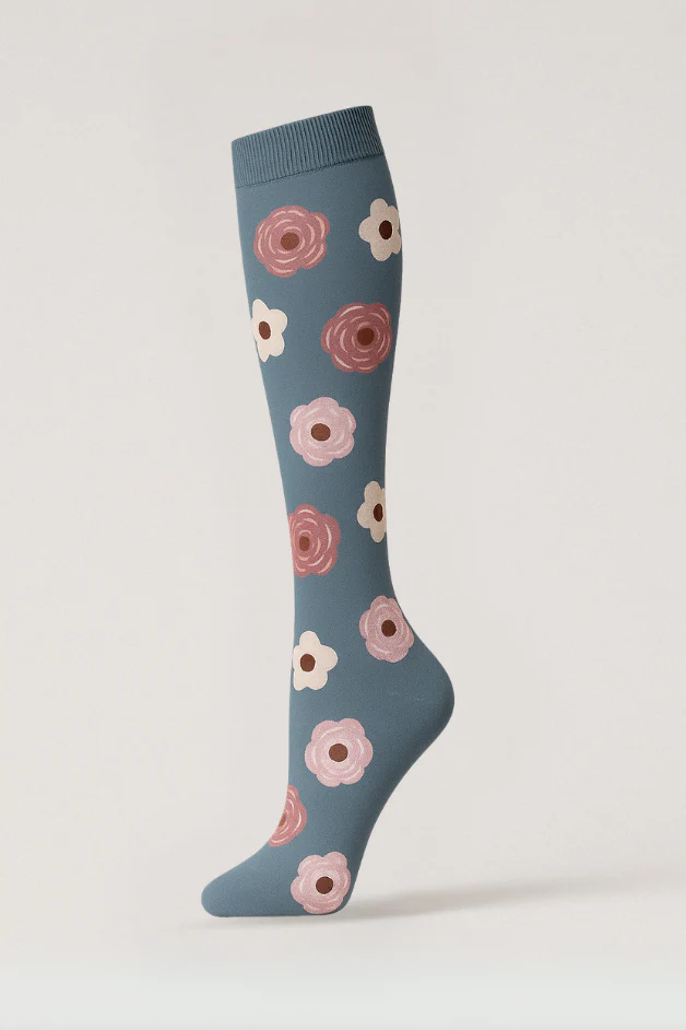 Flowers Grey Compression Socks - Image 2