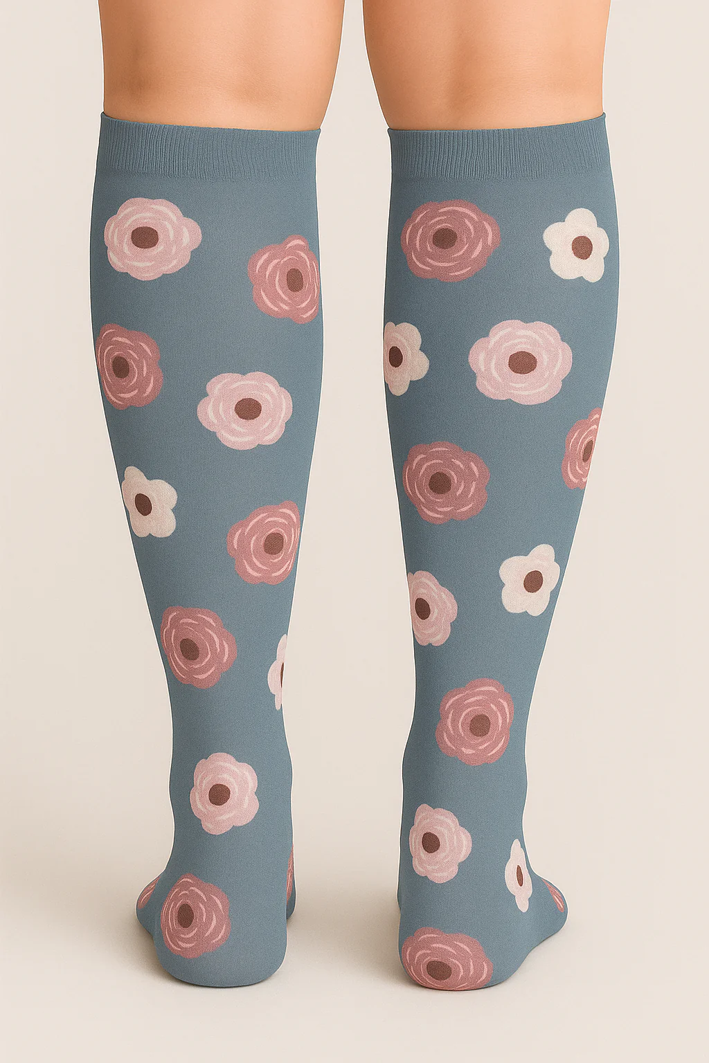 Flowers Grey Compression Socks - Image 5
