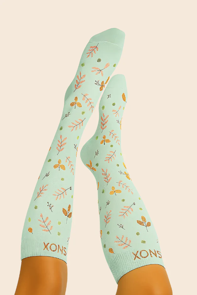 Leaves Mint Compression Socks