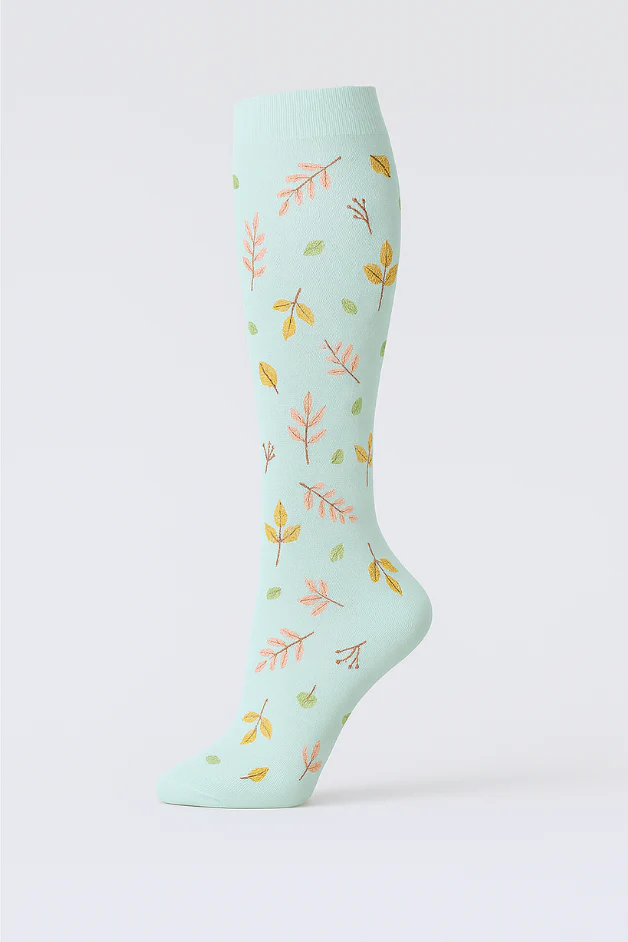 Leaves Mint Compression Socks - Image 2