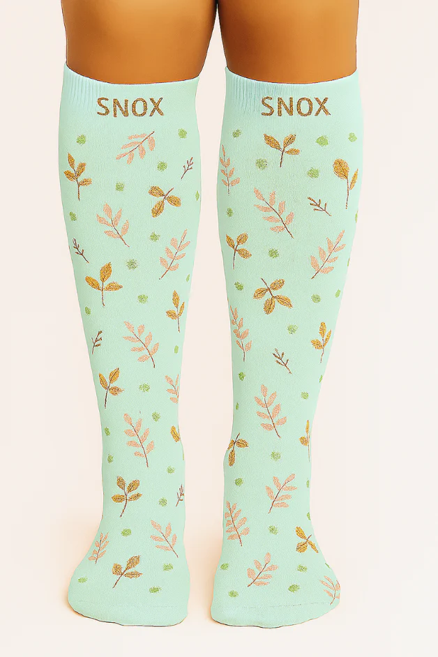 Leaves Mint Compression Socks - Image 5
