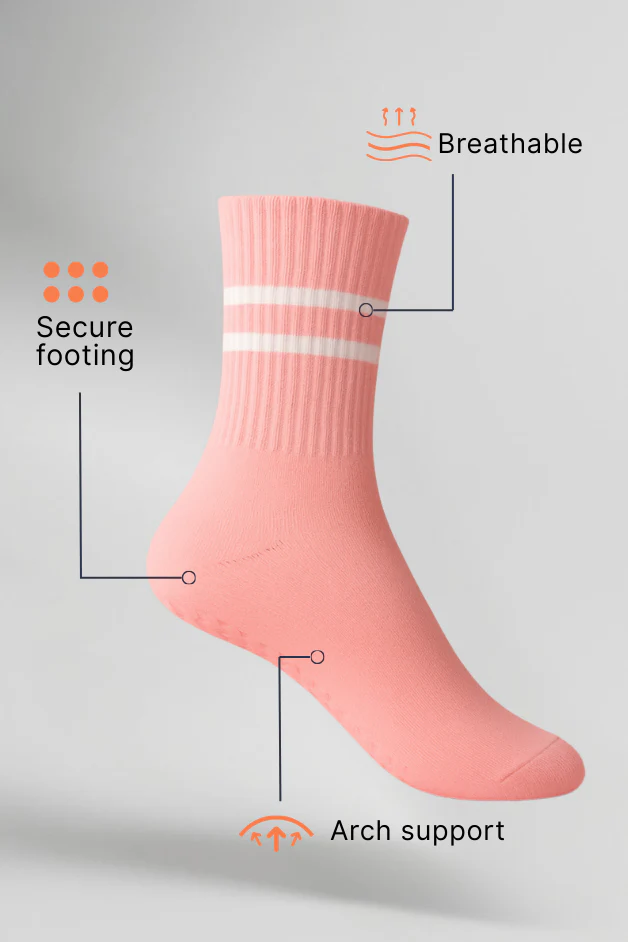 Lotus Pink Balance Grip Crew Socks - Image 4