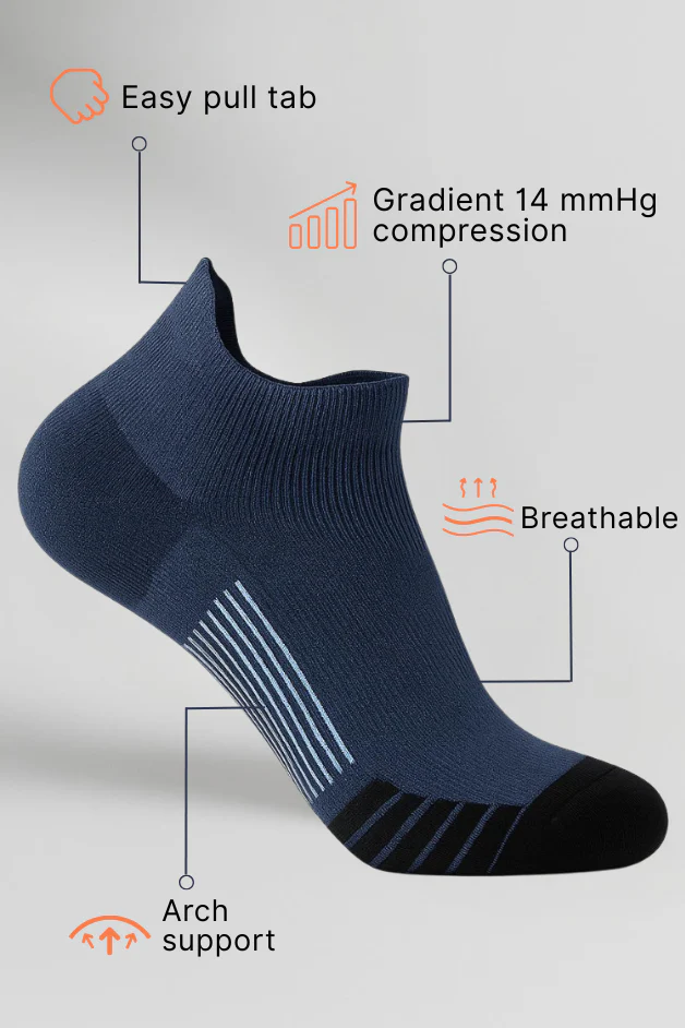 Navy Blue Sport Ankle Compression Socks - Image 4