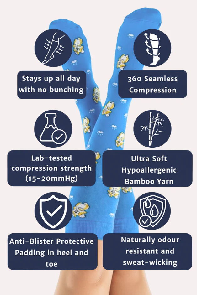 Puppies Blue Compression Socks - Image 3