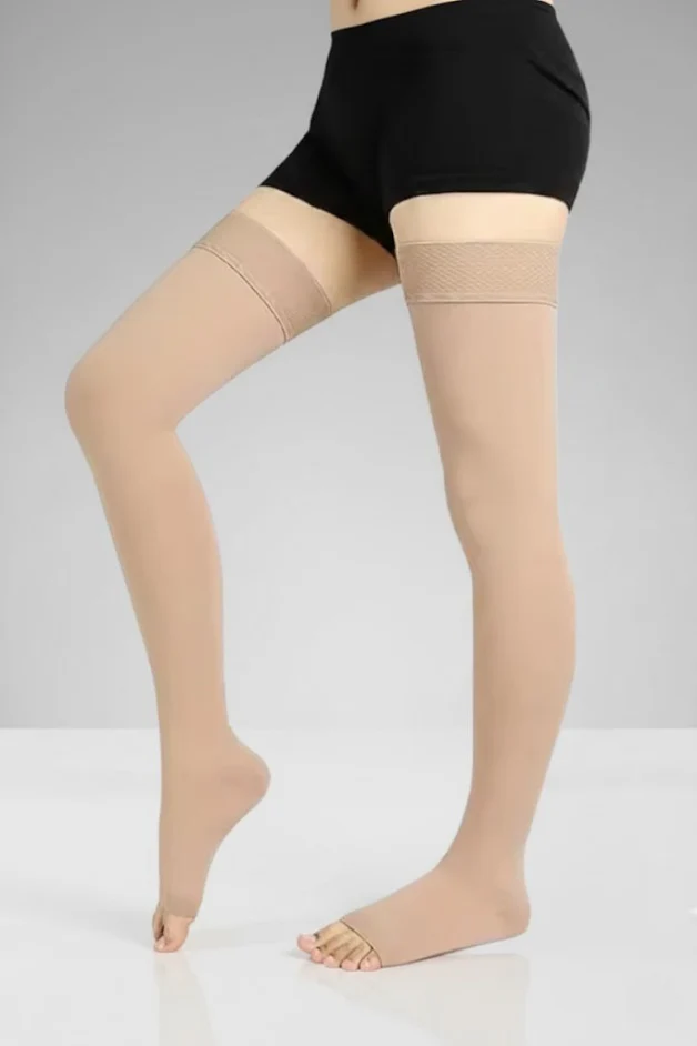 Light Beige Thigh-High Compression Stockings - Image 3