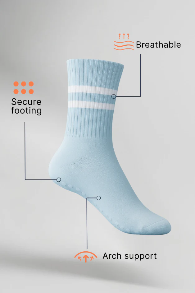 Sky Blue Balance Grip Crew Socks - Image 4