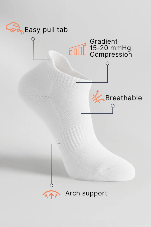 White Daily Ankle Compression Socks Bundle 5 Pairs - Image 4